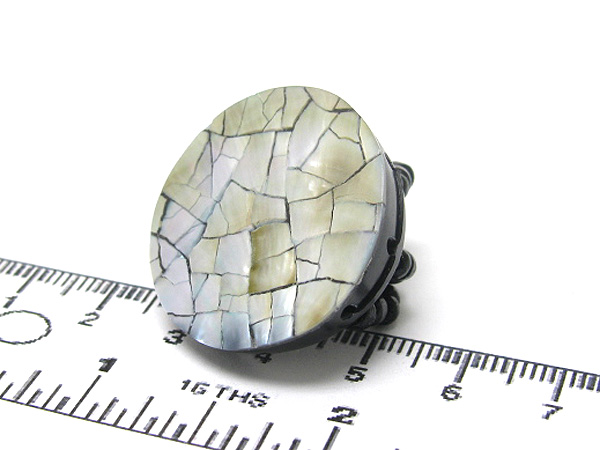 Round natural shell seed beads stretch ring