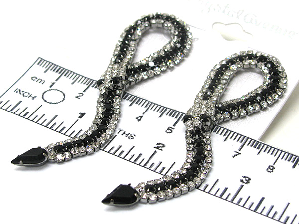 Multi crystal designer style snake stud drop earring