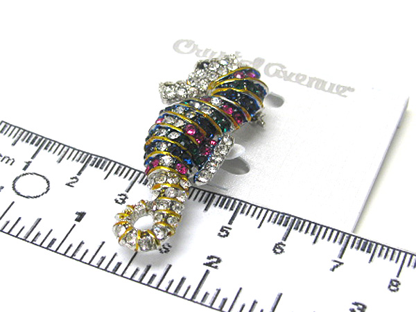 Crystal sea hores pin or brooch
