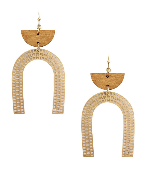Paper thin metal filigree arch drop earring