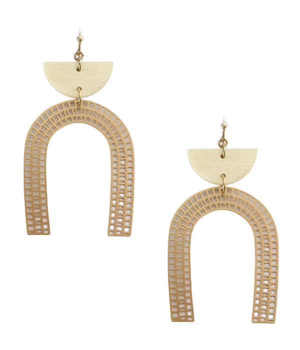 Paper thin metal filigree arch drop earring