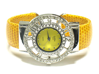 Crystal round roman number bangle watch