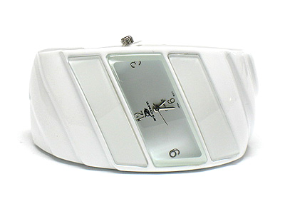 Glass and metal cuff bangle watch