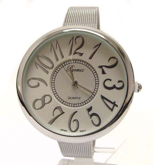 Large face and all stainless steel mesh band watch skagen inspired