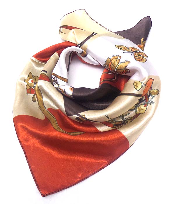 Petite size satin silk scarf - butterfly