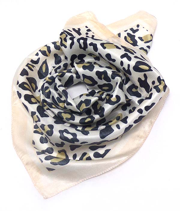 Petite size satin silk scarf - animal print