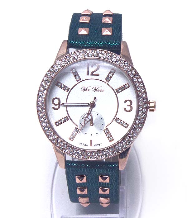 Michael kors style crystal dial and spike on band watch