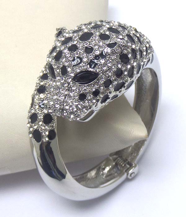 Crystal stud jaguar hinge bangle bracelet