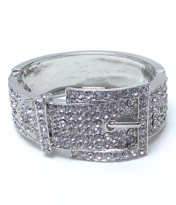 Crystal stud belt hinge bangle bracelet