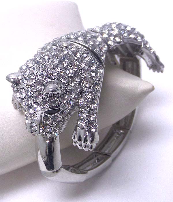Crystal stud jaguar stretch bracelet