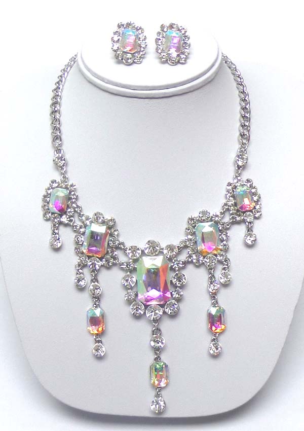 Luxury class victorian style austrian crystal drop party necklace earring set