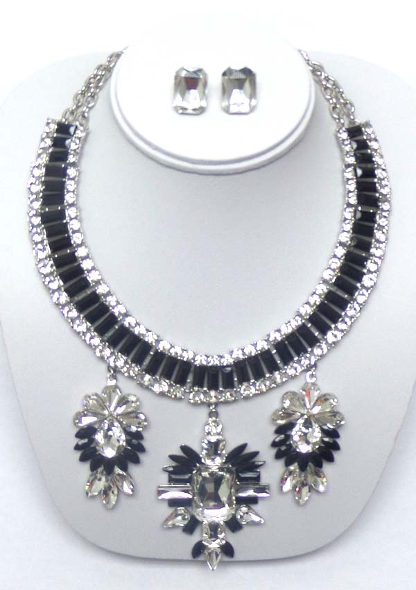 Luxury class victorian style austrian crystal shourouk style pendant drop party necklace earring set