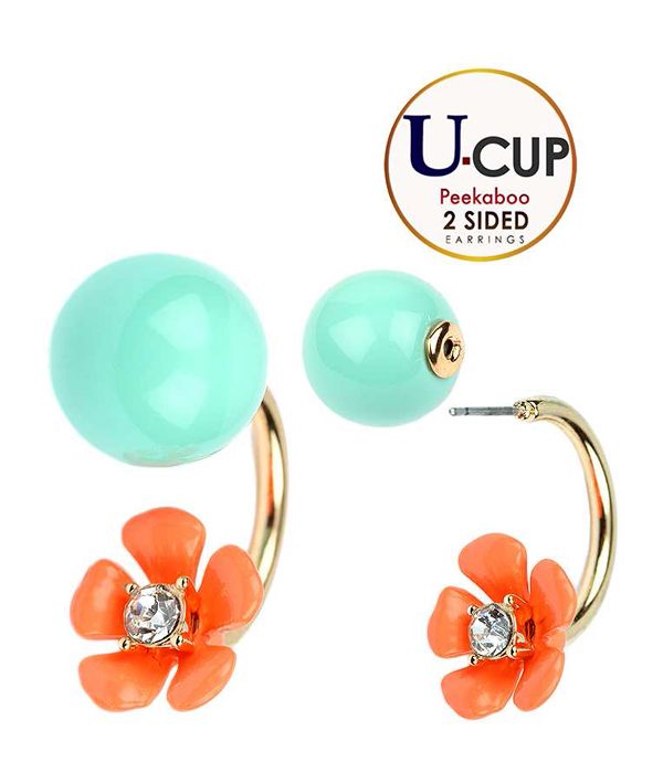 Crystal flower double sided front and back earring