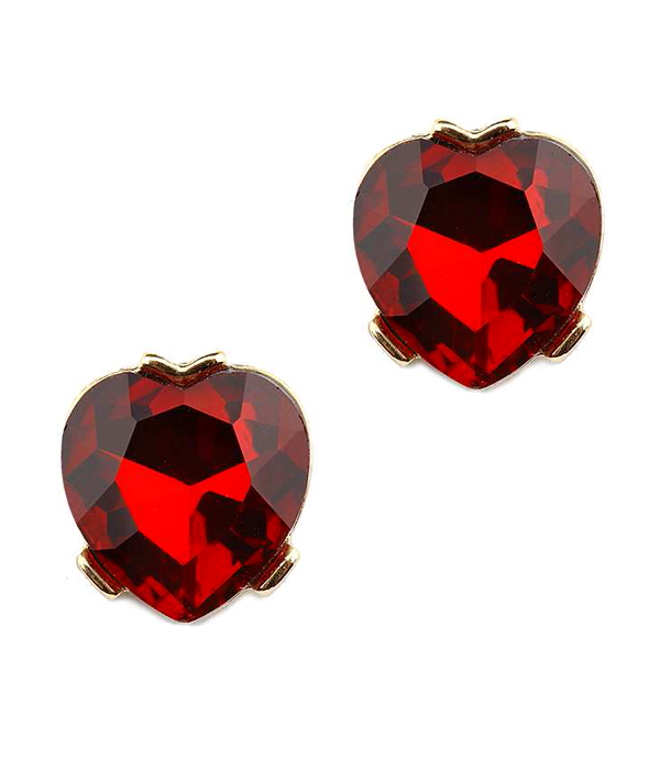 Facet glass heart stud earring -valentine