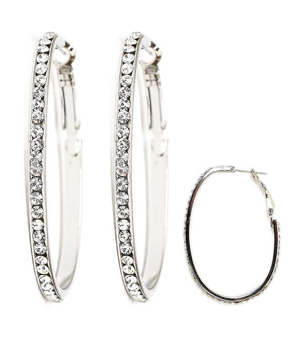Crystal pave hoop earring