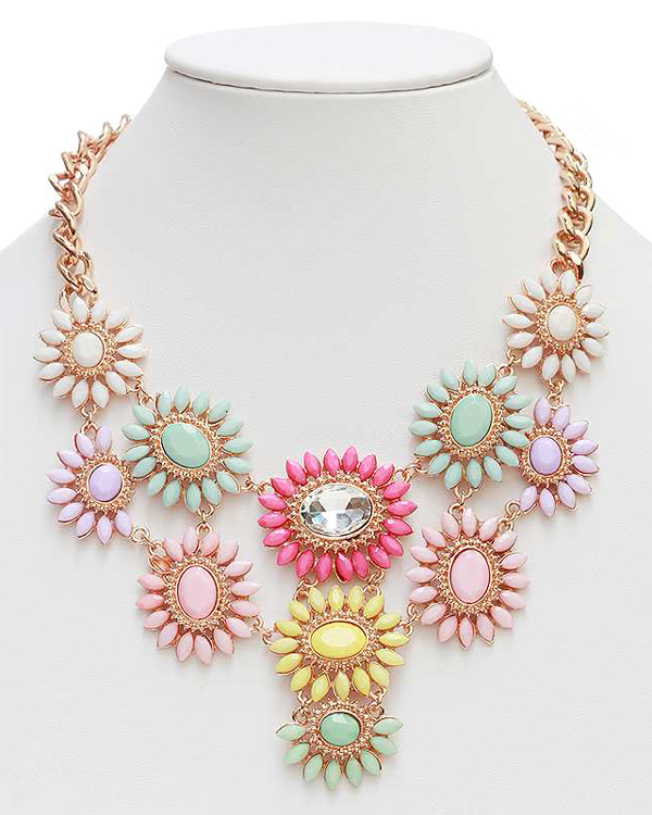 Multi flower link statement necklace