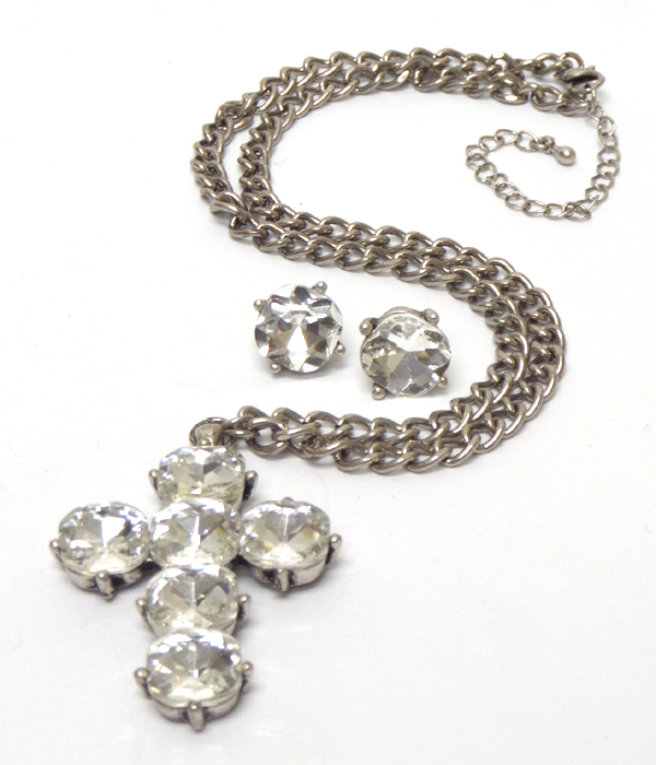 Catherine popesco inspired glass cross necklace set 