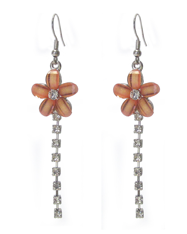 FACET GLASS FLOWER AND CRYSTAL DROP EARRING