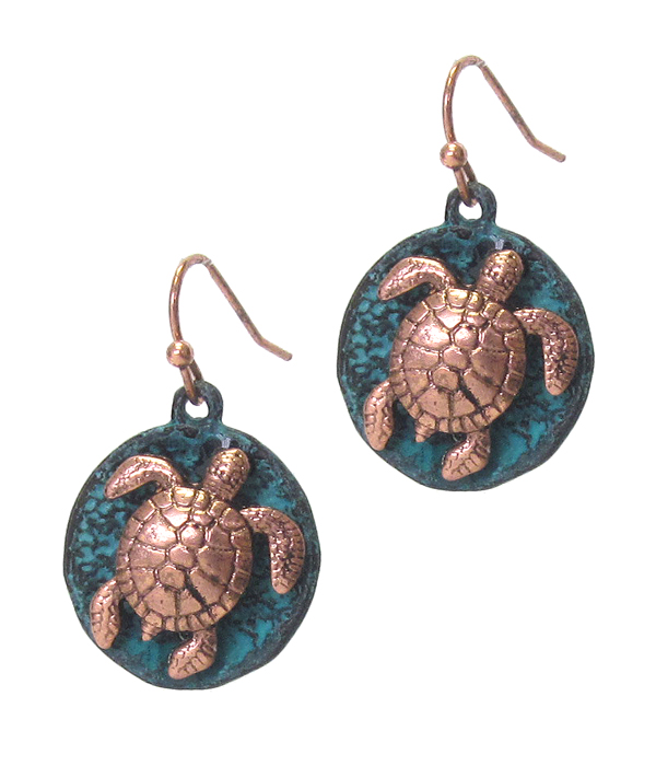 Sealife theme disc earring - turtle
