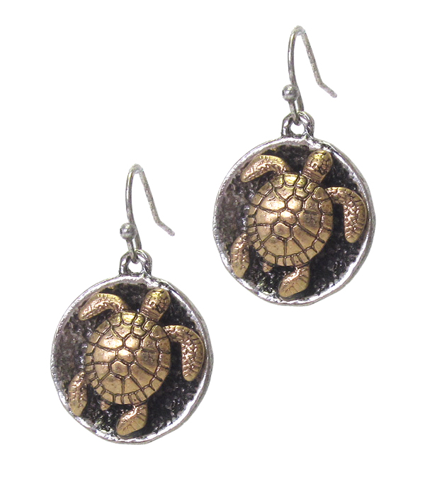 SEALIFE THEME DISC EARRING - TURTLE