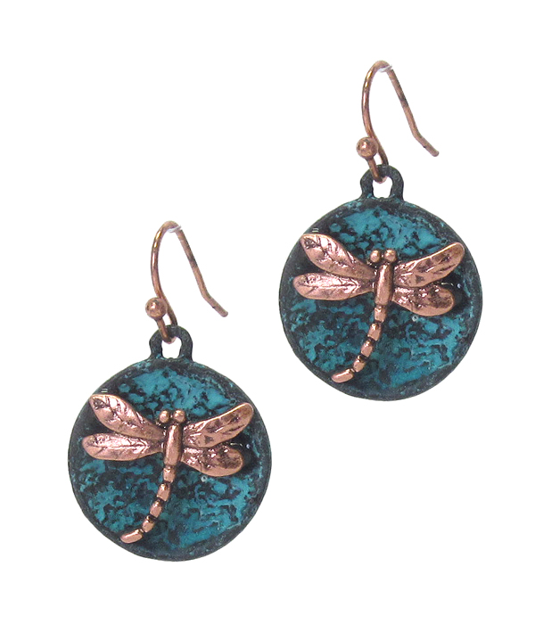 DRAGONFLY ON DISC EARRING