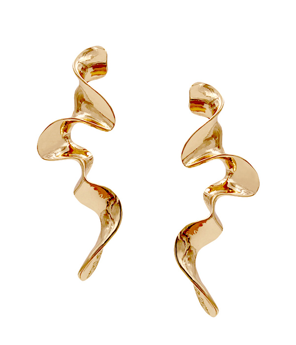 Abstract curved metal drop earring