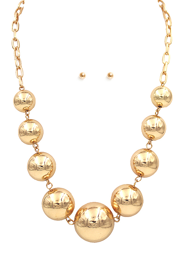 Multi metal ball link necklace set