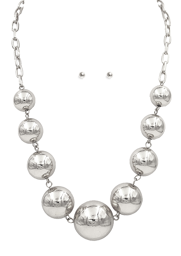 Multi metal ball link necklace set