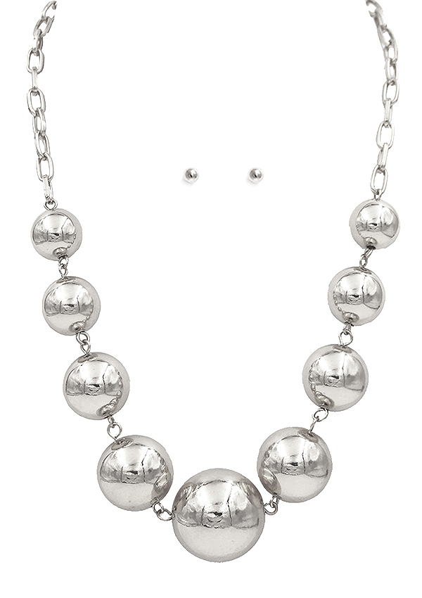 MULTI METAL BALL LINK NECKLACE SET