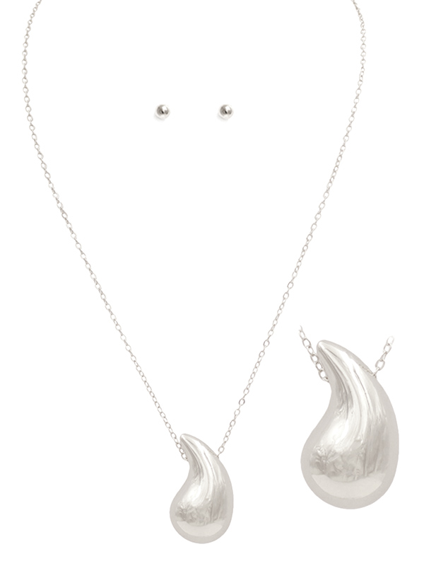 PUFFY TEARDROP PENDANT NECKLACE SET