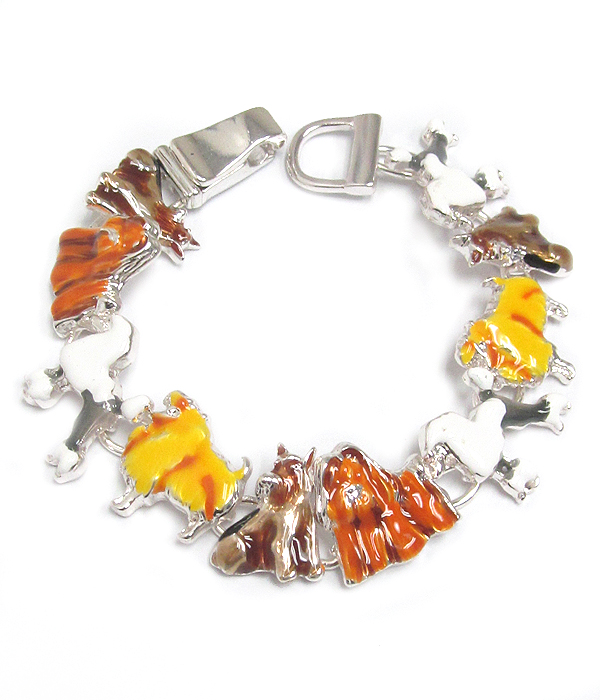 DOGGY THEME CHARM MAGNETIC CLASP BRACELET