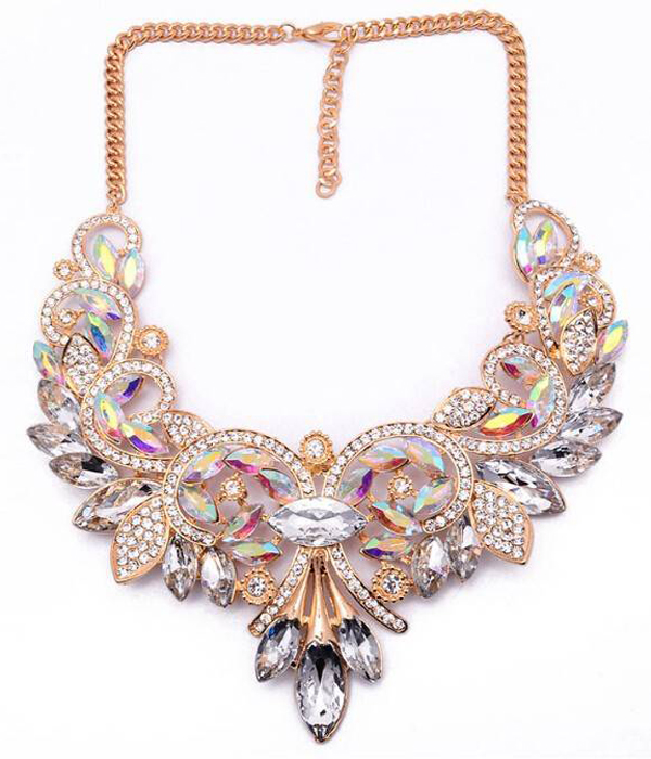 Luxury crystal party statement necklace