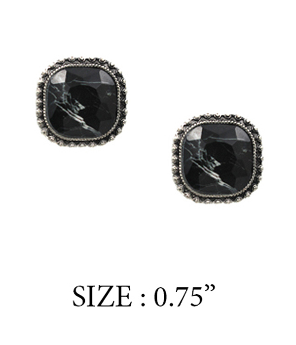 Facet stone stud earring