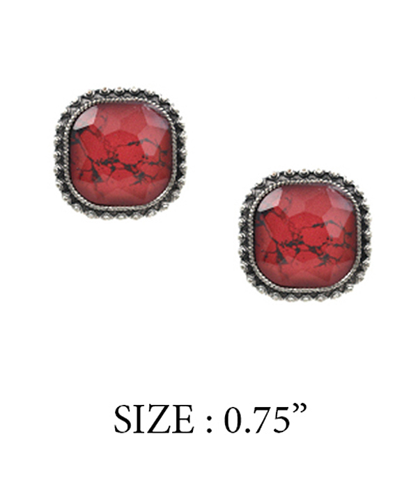 FACET STONE STUD EARRING