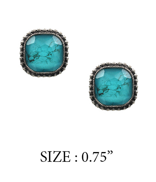 Facet stone stud earring