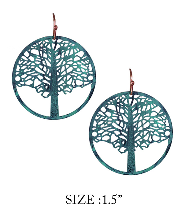 METAL FILIGREE TREE OF LIFE EARRING