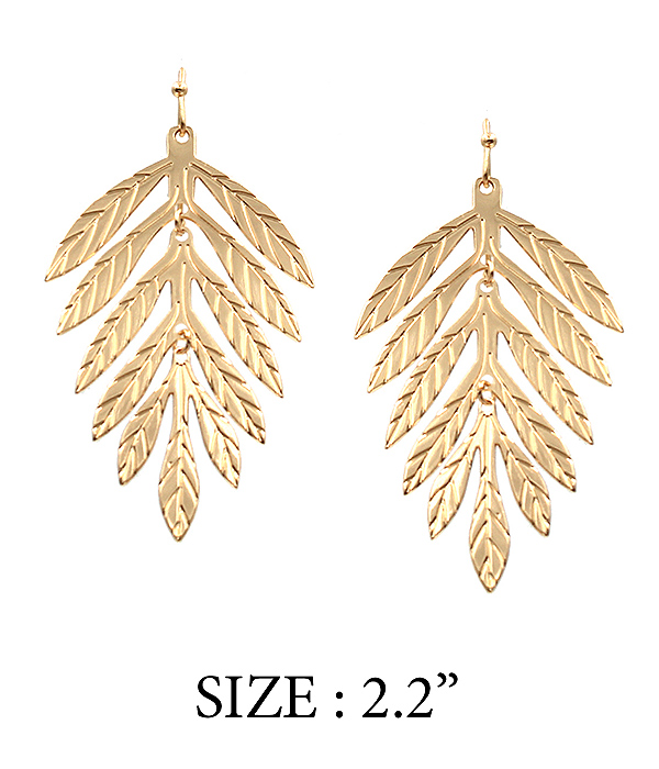 TEXTURED METAL LEAF EARRING