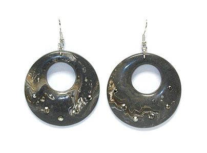 Round crystal stud marble earring
