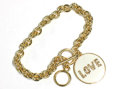 Crystal and enmel disk bracelet