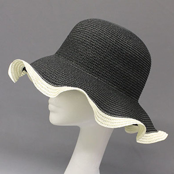 Ruffle straw brim hat