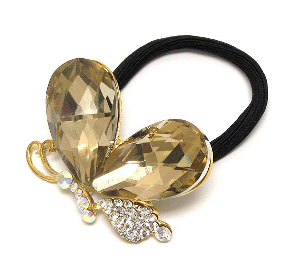 Facet glass butterfly pony tail holder
