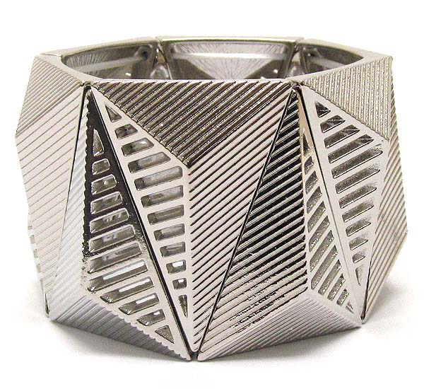Metal texterd triangle pattern stretch bracelet