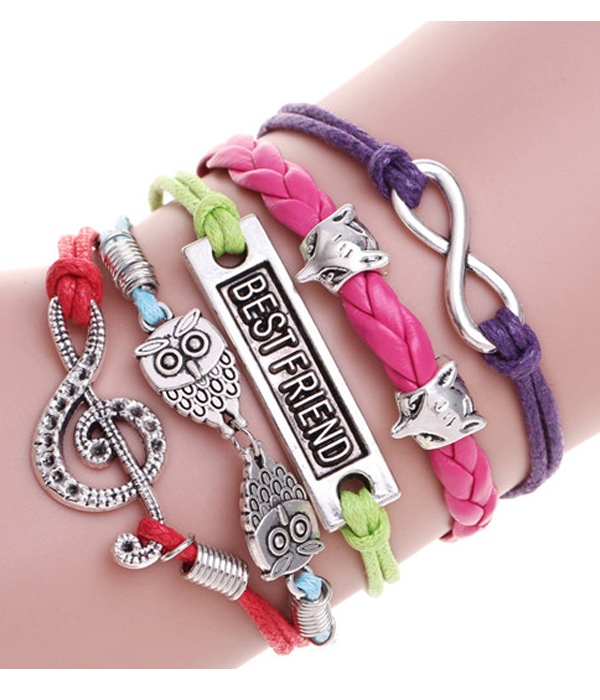 Multi row leatherette wrap bracelet - best friend