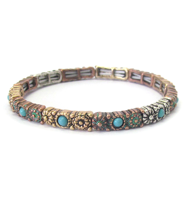 WESTERN STYLE TURQUOISE STRETCH BRACELET