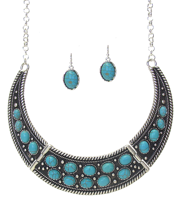 TURQUOISE HALF CHOKER NECKLACE SET