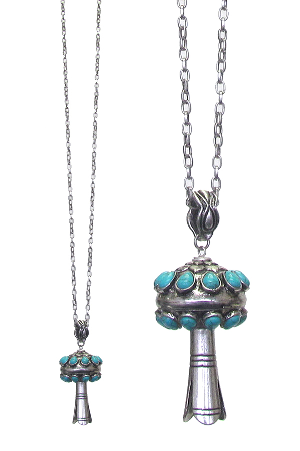 Squash blossom piece large pendant long necklace