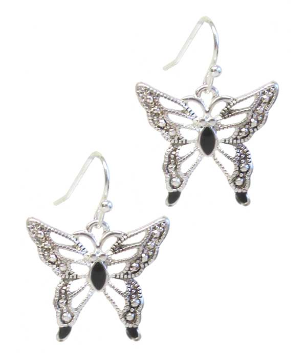 GARDEN THEME METAL FILIGREE EARRING - BUTTERFLY