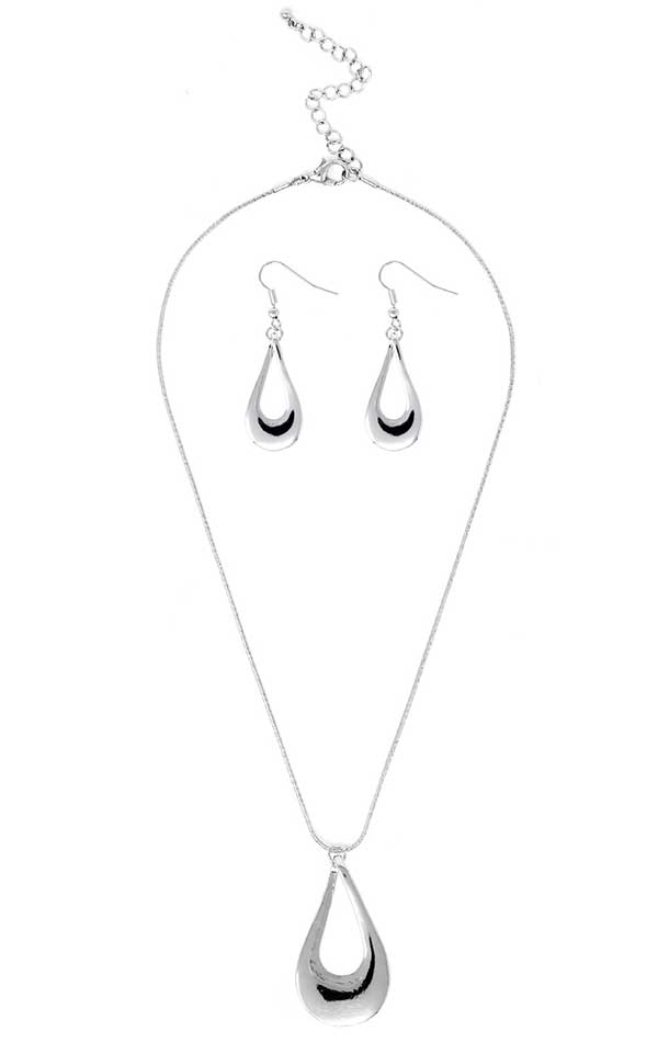 METAL TEARDROP PENDANT NECKLACE SET