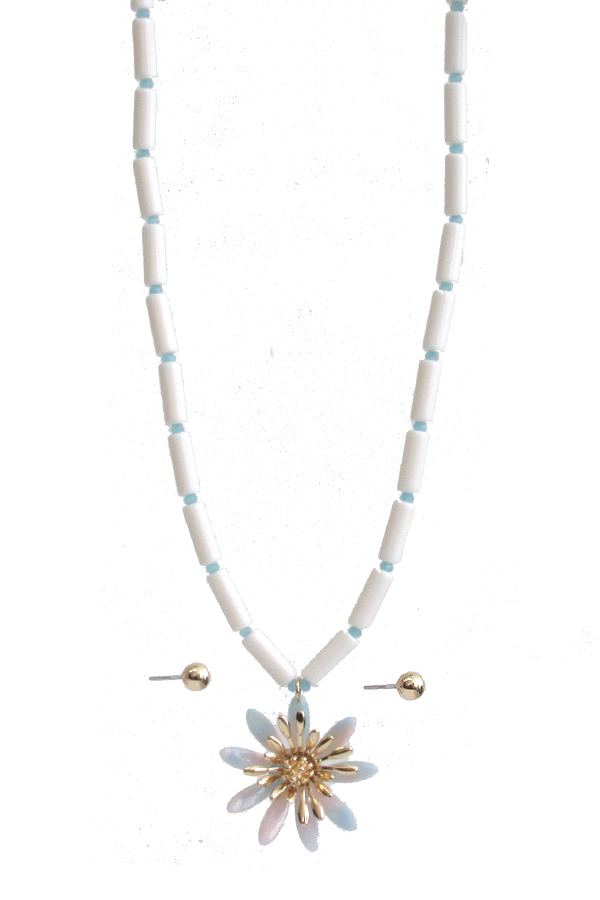 Acetate flower pendant necklace set
