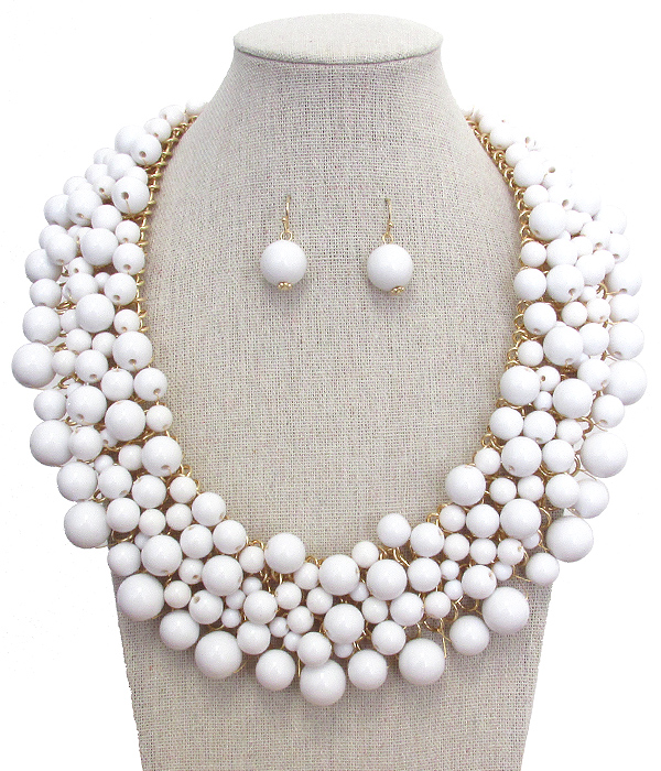 Multi ball bead mix chunky necklace set